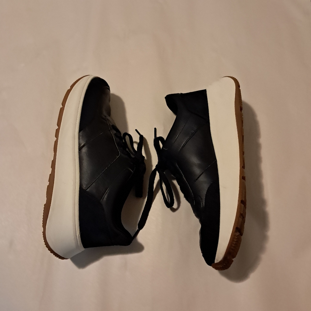 Fitflop Womens F-mode Leather Suede Platform Sneakers Navy Blue Sz. 9